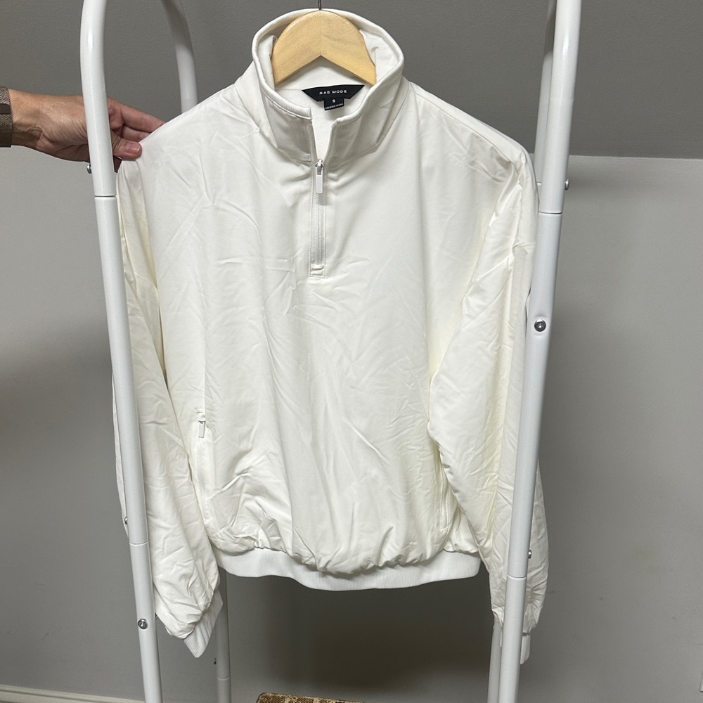 AERIE White Quarter-Zip Bomber Jacket